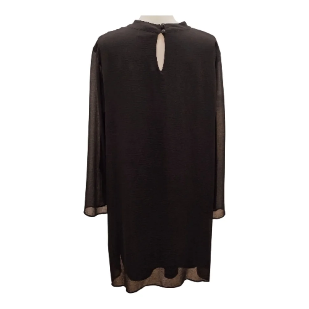 Tacera Elegant Black Long Sleeve Dress, Woman 2X - Picture 3 of 9